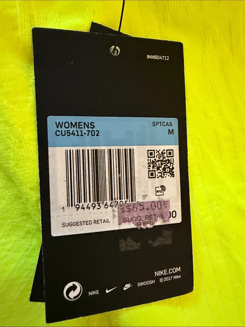Nike Air Women’s Neon Yellow Seamless Mock Neck Bodycon Dress with Logo M - Picture 9 of 10